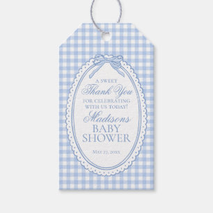 Blaue Gingham Coquette Bogen Babyparty-Geschenke Geschenkanhänger
