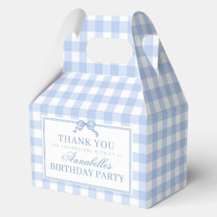Blaue Gingham Coquette Bogen Geburtstags Giebel Fa Geschenkschachtel