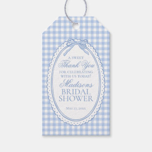 Blaue Gingham Coquette Bogen Hochzeitsdusche Gesch Geschenkanhänger