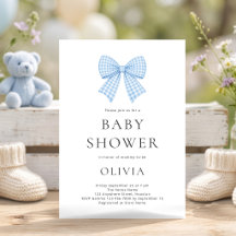 Blaue Gingham Coquette Schleife Baby Shower