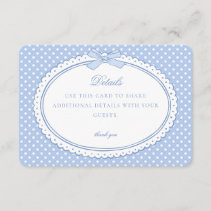 Blaue Gingham Coquette Schleife Details Karte