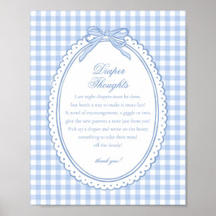 Blaue Gingham Coquette Schleife Windel Gedanken Ba Poster