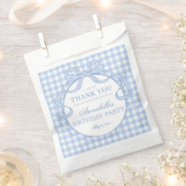 Blaue Gingham Coquette Schleifen Geburtstagsfeier Geschenktütchen