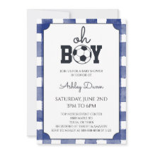 Blaue Gingham-Fußball-Baby-Party
