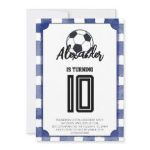 Blaue Gingham-Fußball-Geburtstagsfeier