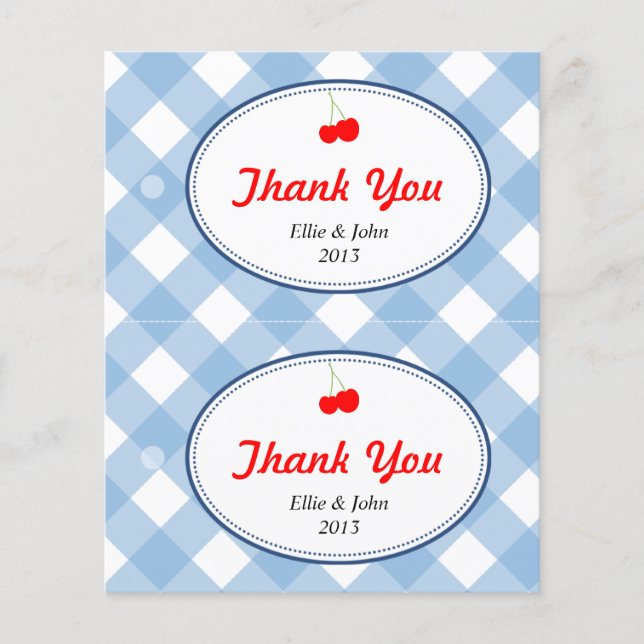 Blaue Gingham-Gaumen-Hochzeitsgeschenk-Tasche häng Flyer (Vorne)