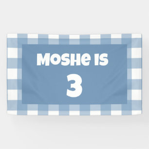 Blaue Gingham-Geburtstagsbanner Banner