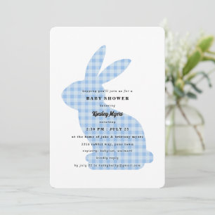 Blaue Gingham-Hasen-Baby-Shower-Einladung Einladung