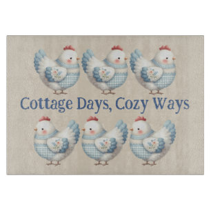 Blaue Gingham-Henne Cottage Schneidebrett