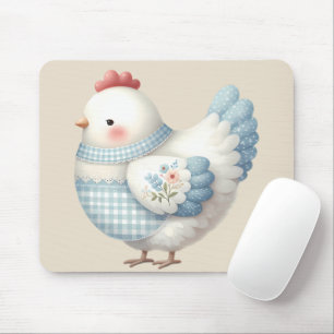 Blaue Gingham-Henne im Cottage-Stil Mousepad
