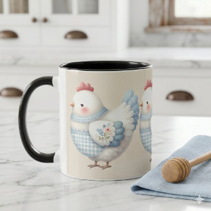 Blaue Gingham-Henne im Cottage-Stil Tasse