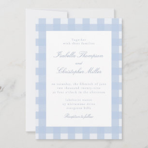 Blaue Gingham-Hochzeitseinladung Einladung