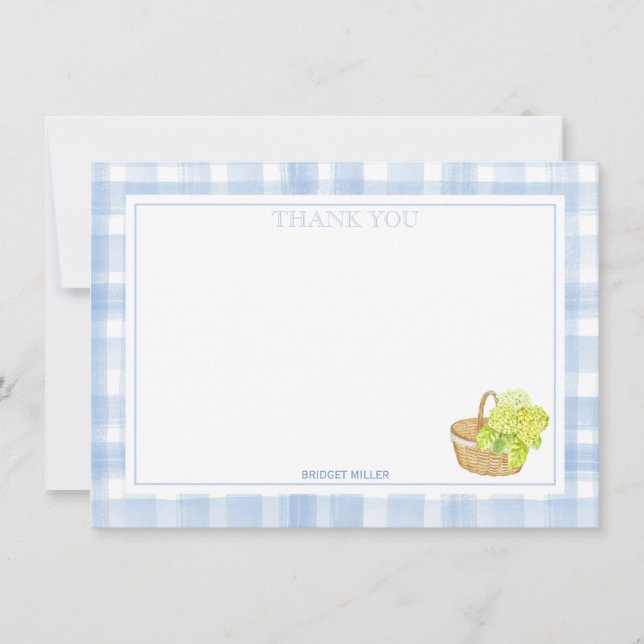 Blaue Gingham Hortensien-Blume Danke (Vorderseite)
