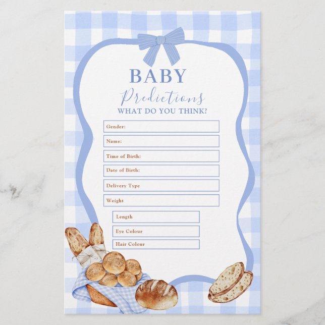Blaue Gingham-Karo-Brötchen im Ofen Baby-Vorhersag (Vorderseite)