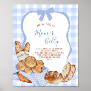 Blaue Gingham-Karo-Bun Wie groß ist Mamas Bauch Poster