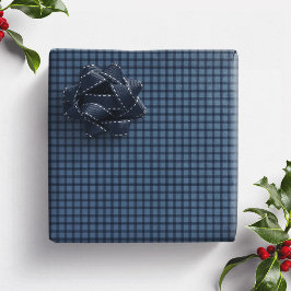 Blaue Gingham-Karo einfache vornehme Feiertags-Kar Geschenkpapier