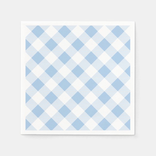 Blaue Gingham-Karo-Muster-Papier-Serviette Serviette (Vorderseite)