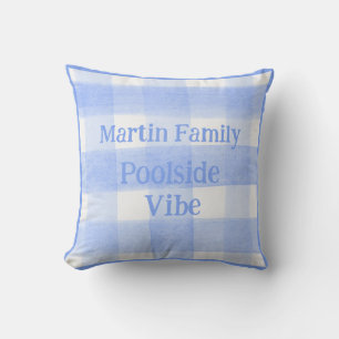 Blaue Gingham-Karo POOLSIDE-STIMMUNG Kissen