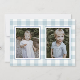 Blaue Gingham-Karo-Weihnachtskarte Einladung