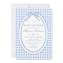 Blaue Gingham-Kokette-Bogen-Baby-Party