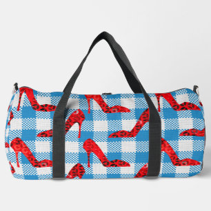 Blaue Gingham-Rupenschuhe Duffle Bag