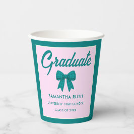 Blaue Gingham-Schleifen-Abschlussfeier-Papierbeche Pappbecher
