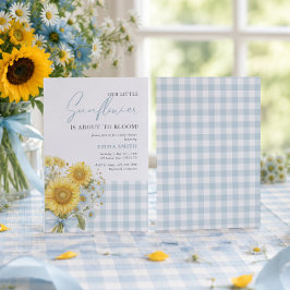 Blaue Gingham-Sonnenblume Vornehme Sommer-Baby-Par Einladung