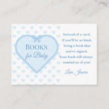 Blaue Gingham-Spitzen-Herz-Bücher für Baby-Party