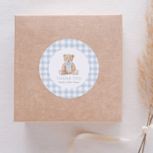 Blaue Gingham-Teddybär-Baby-Party