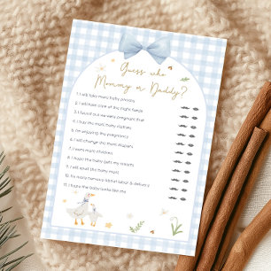 Blaue Gingham Verrückte Gans Baby Shower Ratespiel