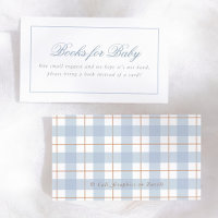 Blaue Gingham Vintage Baby Shower Bücher für Baby