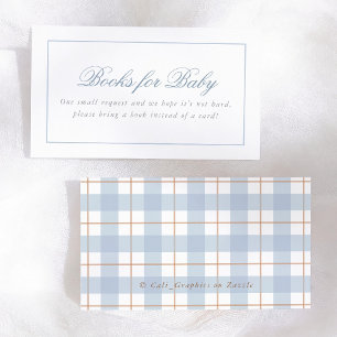Blaue Gingham Vintage Baby Shower Bücher für Baby Begleitkarte