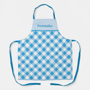Blaue Gingham Vintage Karo Muster Personalisiert Schürze