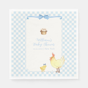 Blaue Gingham-Vorbereitung Little Chick Jungen-Bab Serviette