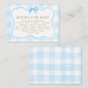Blaue Gingham-Wellenrahmen-Schleifen-Bücher-für-Ba Begleitkarte