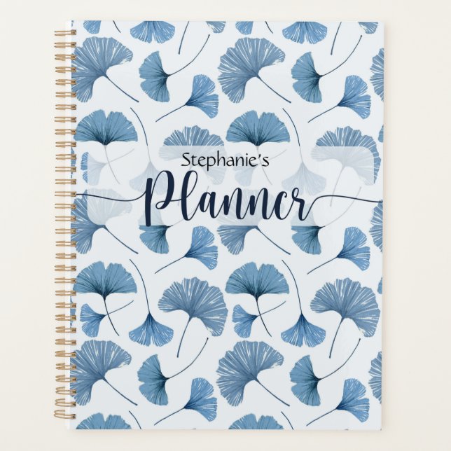Blaue Gingko-Blattmuster Planer (Vorderseite)