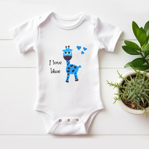 Blaue Giraffe Baby Strampler