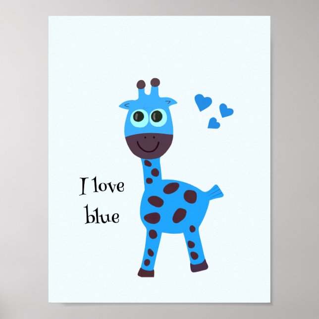 Blaue Giraffe Poster (Vorne)