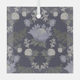 Blaue Glas im Vintage-Stil mit botanischem Muster Ornament Aus Glas