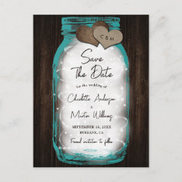 Blaue Glas-Weckglas-Hochzeit- Save The Date-Karte Ankündigungspostkarte