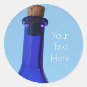 Blaue Glas-Weinflasche Ihr Text Aufkleber
