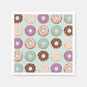 Blaue Glasur-Donuts mit Streusel-Muster-Party Serviette