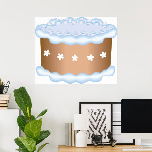 Blaue Glasur-Torte Bäckerei Dessert Poster