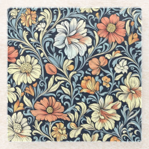 Blaue Glasveredelung im Vintage-Stil mit botanisch Glasuntersetzer
