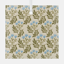 Blaue Glasverzierungen im Vintage-Stil mit botanis Ornament Aus Glas