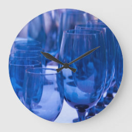 Blaue Glasware Große Wanduhr