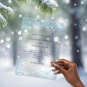 Blaue Glitter-Abend-Klar-Hochzeit  Acryleinladungen