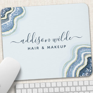 Blaue Glitter-Achat-Geode Luxus Chic Mousepad