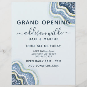 Blaue Glitter-Achat-Geoden-Geschäftsflyer Flyer