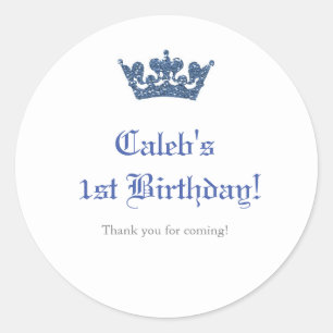 Blaue Glitter Crown Royal Prince Sticker Label